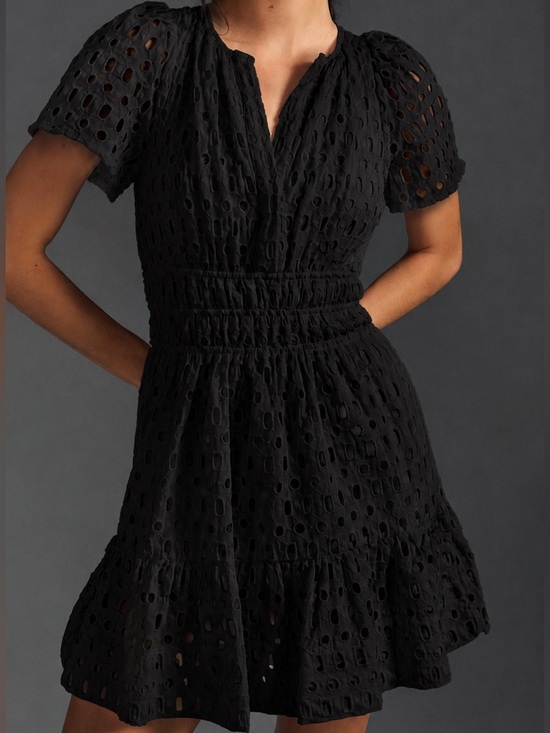 Anthropologie Dresses & Skirts - Anthropologie Somerset Black Eyelet Short Dress Plus 1X FLAW